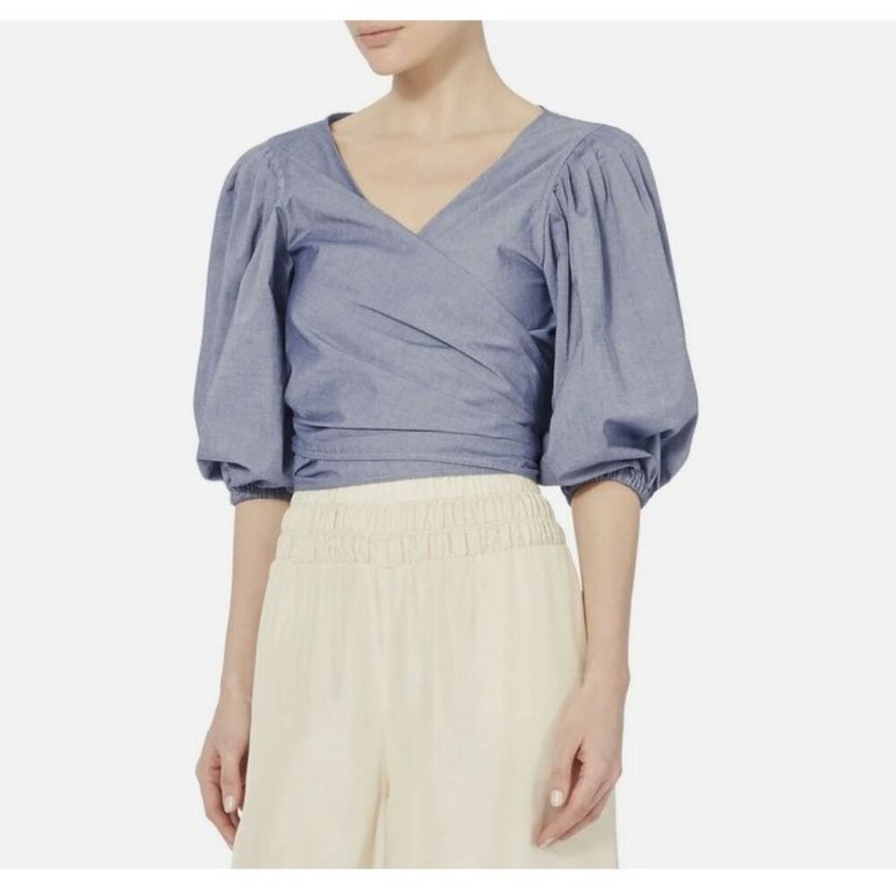 Elizabeth & James Farrah Wrap Top Blouse Balletcore Sophisticated Size S $275